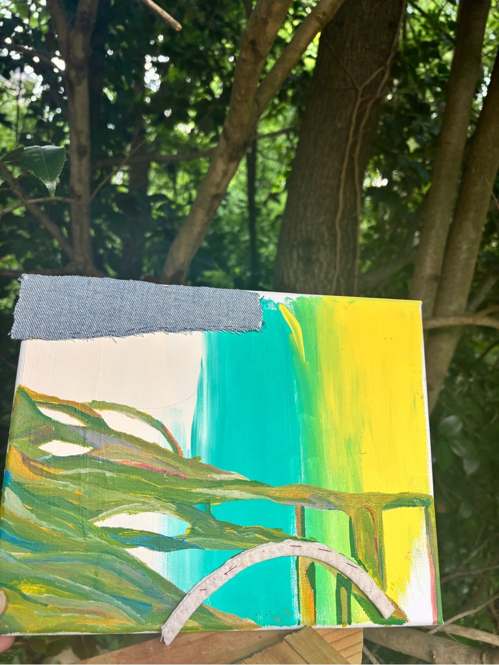 Abstract Coastal Green & Yellow Canvas Wall Art